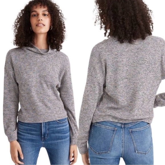 MADEWELL WOMENS STRIPED TURTLENECK RAINBOW SPARKLE STYLE MB117 SWEATER M - Picture 1 of 6
